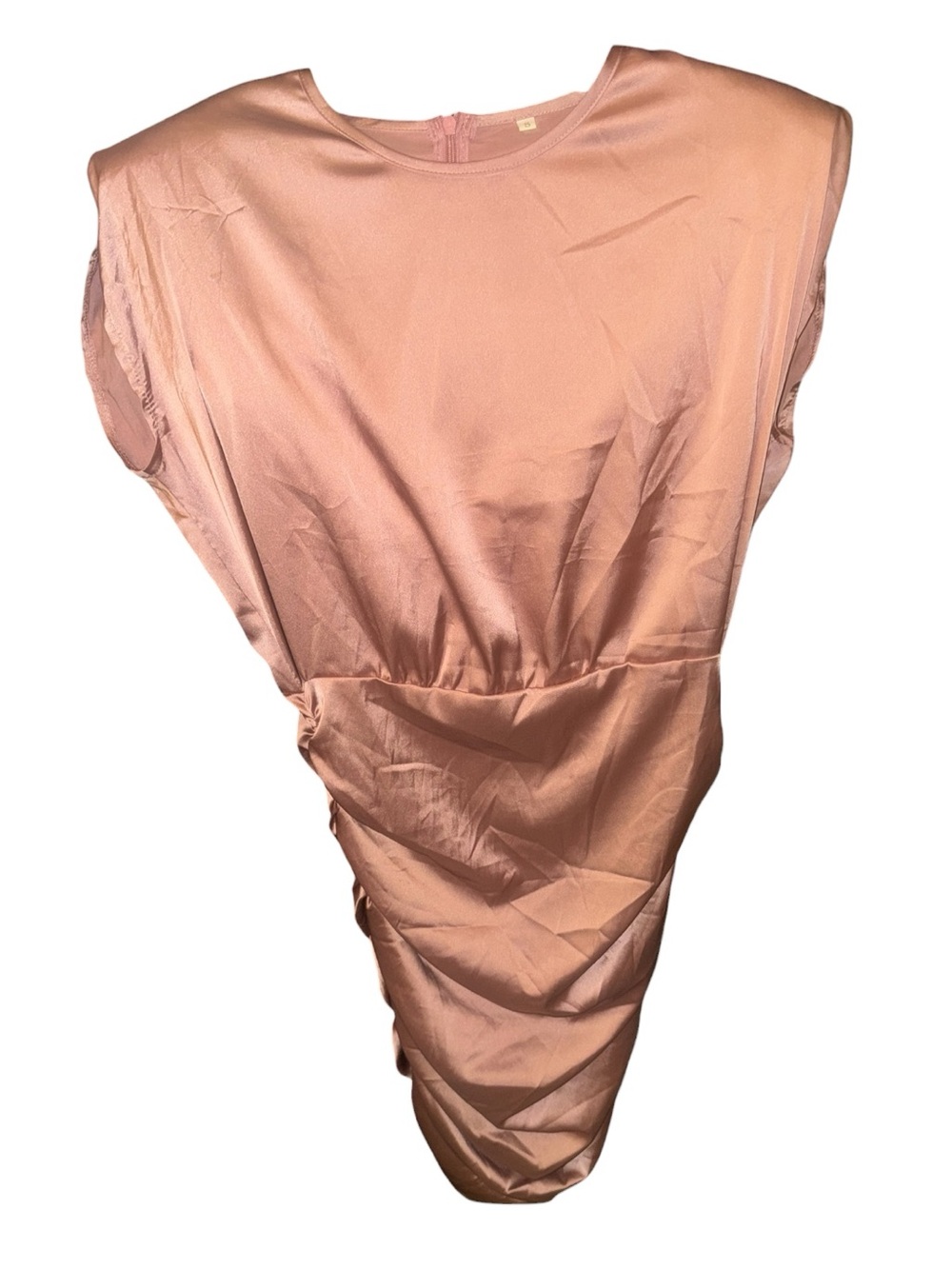 NWOT Women’s Blush Satin Ruched Mini Dress S